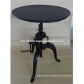 Coffee Crank Table Round Metal top black color